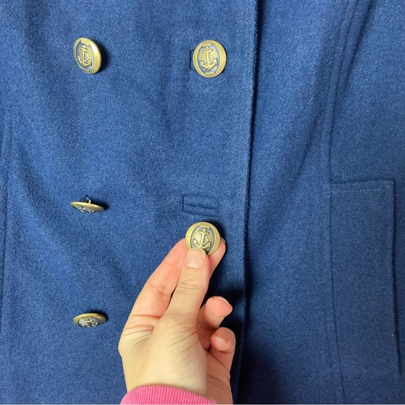 Cabi M Medium Wool Blend Double Breasted Pea Coat Blue Military Nautical - Picture 3 of 11